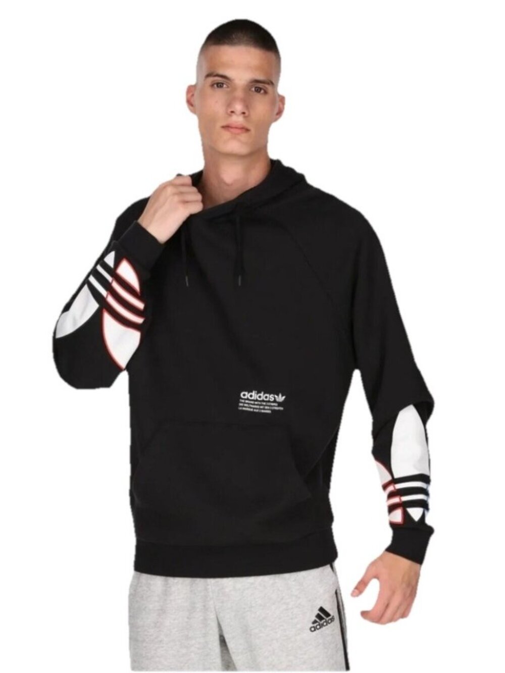 Adidas Adicolor Tricolor Trefoil Men's Sz M Black Hoodie GN3570